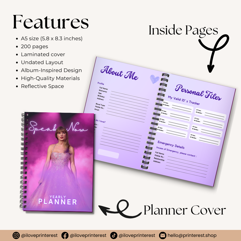 Taylor Swift Inspired Planner - Speak Now Edition